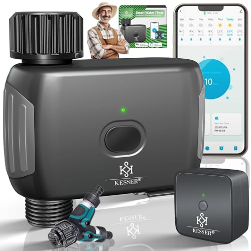 KESSER® Bewässerungssteuerung mit WLAN WiFi | Bewässerungscomputer für Garten & Balkon | Bewässerungssystem mit Zeitschaltuhr | Automatische Bewässerung App & Sprachsteuerung | Grau von KESSER