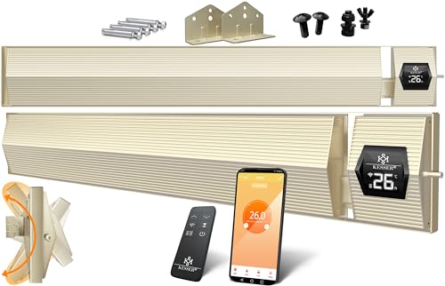 KESSER® Dunkelheizstrahler Heizstrahler mit Fernbedienung & WiFi APP 1800W Terrassenheizer Infrarot Terrassenheizstrahler Wand-Heizstrahler Schwarzstrahler Quarzstrahler Terrassenstrahler Timer von KESSER