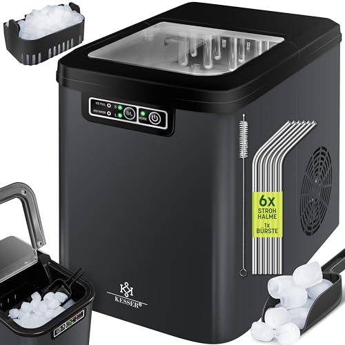 KESSER® Eiswürfelbereiter | Eiswürfelmaschine Edelstahl | Ice Maker | 12 kg 24 h | Zubereitung in 7 min | 2,2 Liter Wassertank | 2 Eiswürfel-Größen | LED-Display | Selbstreinigungsfunktion | Anthrazit von KESSER