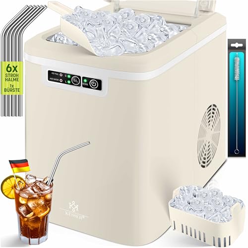 KESSER® Eiswürfelbereiter | Eiswürfelmaschine Edelstahl | Ice Maker | 12 in 24h | Zubereitung in 7 min | 2,2 Liter Wassertank | 2 Eiswürfel-Größen | LED-Display | Selbstreinigungsfunktion mit Zubehör von KESSER