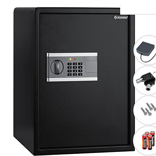 KESSER® Elektronischer Tresor | 40x50x40cm | Inkl. Batteriebox | Elektronischer Safe | 3x Doppelbolzenverriegelung | Boden Wandtresor | Möbeltresor | Innenbeleuchtung | Panzerschrank Zahlenschloss von KESSER