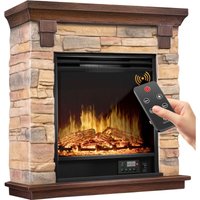 Elektrokamin Standkamin - Kamin elektrisch mit led 3D-Flammeneffekt Mit Heizung Heizfunktion Elektro Kamin mit 1800W Leistung Wochentimer Natur / von KESSER
