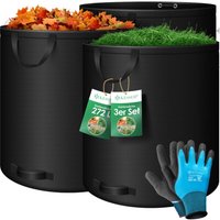 KESSER® Gartensack Set Laubsack Gartenabfallsack inkl. Handschuhe - Selbststehend 4 Griffe Stabil Robust & Faltbar - Laubsäcke Rasenschnitt von KESSER