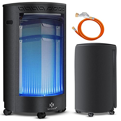 KESSER® Gasheizer Keramik 4200 Watt Gas Heizstrahler inkl. Gasdruckregler Gasschlauch - Gasheizofen inkl. Schutzhülle Gasheizgerät, Infrarot Keramikbrenner, Butan- oder Propangasflaschen, Schwarz von KESSER
