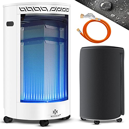 KESSER® Gasheizer Keramik 4200 Watt Gas Heizstrahler inkl. Gasdruckregler Gasschlauch - Gasheizofen inkl. Schutzhülle Gasheizgerät, Infrarot Keramikbrenner, Butan- oder Propangasflaschen Weiß von KESSER