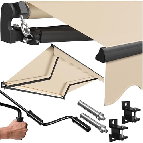 KESSER® Gelenkarmmarkise Vormontiert Markise Gelenkmarkise 300 x 250 cm Terrassenmarkise Sonnenmarkise inkl. Wandhalterung Sonnenschutz Balkonmarkise wasserabweisend Alu/Polyester Beige von KESSER