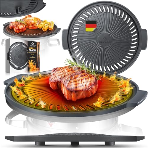 KESSER® Grillplatte für Raketenofen, Grillplatte aus Gusseisen für Dutch Oven BBQ Rakete Holzofen Camping Campingkocher Campinggrill, Leicht zu reinigen, für Fleisch und kleine Grillstücke von KESSER