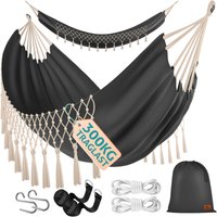 KESSER® Hängematte 300kg belastbar 320x150cm max. Belastbarkeit 300 kg 1-2 Personen atmungsaktiv Fransen wetterfest Camping Garten Tuchhängematte von KESSER