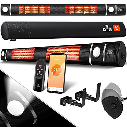 KESSER® Infrarot Heizstrahler 3000W IR-Gastro-Bar Inkl. LED Licht Terrassenstrahler Mit WiFi & Fernbedienung inkl. Schutzhülle Infrarotstrahler Quarzstrahler Terrassenheizer von KESSER