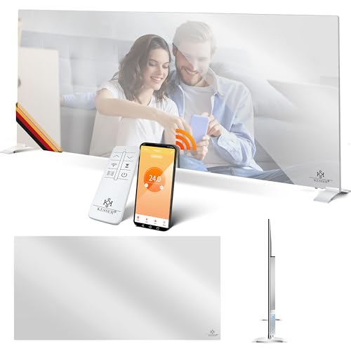 KESSER® Infrarotheizung 600W Spiegelheizung Energiesparend 2in1 Standgerät & Wandmontage Elektroheizung mit Erkennung Offener Fenster + Fernbedienung & App-Steuerung Thermostat Infrarot Heizpaneel von KESSER