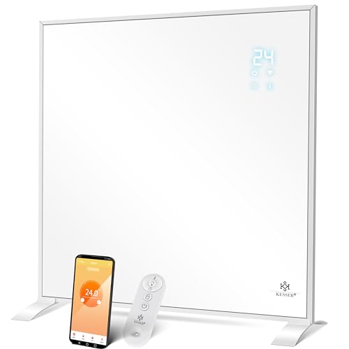 KESSER® Infrarotheizung Energiesparend Infrarot Standgerät & Wandmontage Elektroheizung 350W mit Fernbedienung Thermostat & App-Steuerung Elektrisch Heizpaneel Heizung Konvektor Standfüße von KESSER