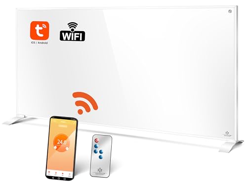KESSER® Infrarotheizung Energiesparend Infrarot Standgerät & Wandmontage Elektroheizung 700W mit Fernbedienung Thermostat & App-Steuerung Elektrisch Heizpaneel Heizung Konvektor Standfüße von KESSER