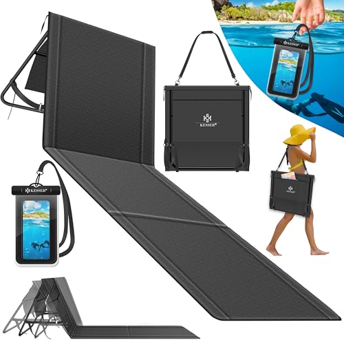 KESSER® Klappbare Strandmatte mit Verstellbarer Rückenlehne – Faltbare Strandliege mit Tragegurt, wasserdichter Tasche & Aufbewahrung – Sonnenliege für Strand, Garten & Terrasse 130 kg belastbar von KESSER