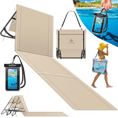 KESSER® Klappbare Strandmatte mit Verstellbarer Rückenlehne – Faltbare Strandliege mit Tragegurt, wasserdichter Tasche & Aufbewahrung – Sonnenliege für Strand, Garten & Terrasse 130 kg belastbar von KESSER