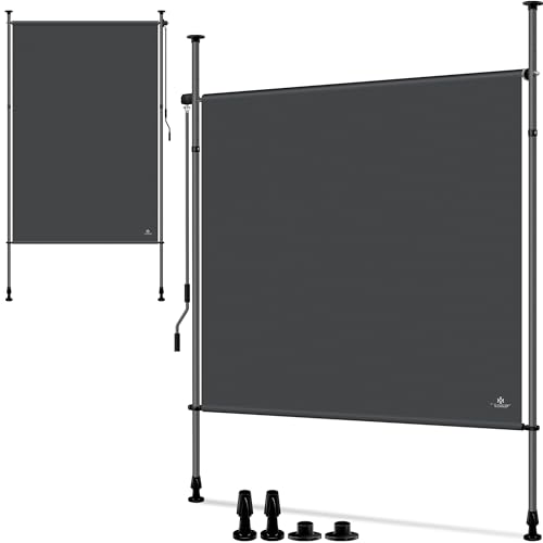KESSER® Klemmmarkise Senkrechtmarkise 200x310cm Ausziehbar & Blickdicht Vertikalmarkise mit Handkurbel ohne Bohren Balkon-Sichtschutz & Windschutz für Garten & Terrasse Wasserfest Anthrazit von KESSER
