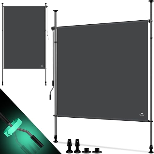 KESSER® Klemmmarkise Senkrechtmarkise 150x310cm Ausziehbar & Blickdicht Vertikalmarkise mit Handkurbel ohne Bohren Balkon-Sichtschutz & Windschutz für Garten & Terrasse Wasserfest Anthrazit von KESSER