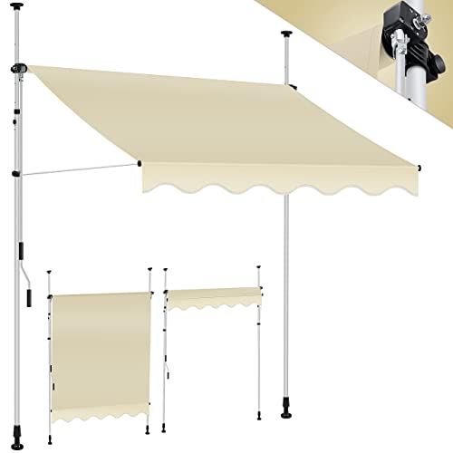 KESSER® Klemmmarkise mit Handkurbel Balkon, Balkonmarkise ohne Bohren, UV-beständig höhenverstellbar wasserabweisend, Sonnenschutz, Terrassenüberdachung, einfache Montage 200cm von KESSER