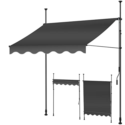 KESSER® Klemmmarkise mit Handkurbel Balkon, Balkonmarkise ohne Bohren, UV-beständig höhenverstellbar wasserabweisend, Sonnenschutz, Terrassenüberdachung, einfache Montage 300cm, Anthrazit von KESSER