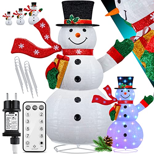 KESSER® LED Schneemann 180cm mit Fernbedienung - Mit 8 Modi Bunter Farbspiel- Timer 24H Weihnachtsfigur Beleuchtet Weihnachtsdekoration für Indoor & Outdoor Wetterfest IP44 Weihnachtsbeleuchtung von KESSER