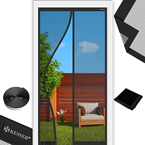 KESSER® Magnet Fliegengitter Tür Insektenschutz 100 x 210 cm Magnetvorhang Türvorhang Schutzgitter mit kinderleichter Inkl. Klebemontage für Balkontür Terrassentür Kellertür Montage Ohne Bohren von KESSER