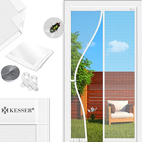 KESSER® Magnet Fliegengitter Tür Insektenschutz 100 x 210 cm Magnetvorhang Türvorhang Schutzgitter mit kinderleichter Inkl. Klebemontage für Balkontür Terrassentür Kellertür Montage Ohne Bohren von KESSER