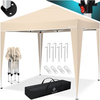 Pavillon 3x3m wasserdicht inkl. Tasche Pop-Up Klicksystem UV-Schutz 50+ Faltpavillon Gartenzelt Partyzelt Metall-Verstrebungen Beige - Beige - Kesser von KESSER