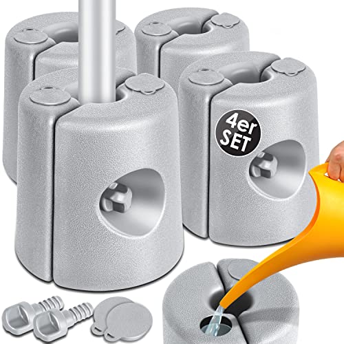 KESSER® Pavillonstandfüße 4er Set Pavillon Standfuß mit Wasser/Sand befüllbar 22 x 22 x 25cm HDPE Gewichte zur Stabilisation für Pavillons Gartenzelte Festzelte Standsicherung Stabil, Hellgrau von KESSER