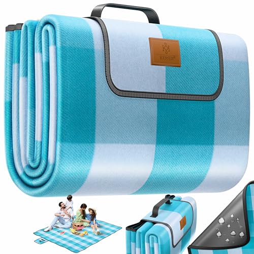 KESSER® Picknickdecke campingdecke XXL 200 x 200 cm - wärmeisoliert mit wasserdichter Unterseite mit Tragegriff Faltbare Stranddecke Picknickdecken für 4-6 Personen Waschbar Picknick Decke von KESSER