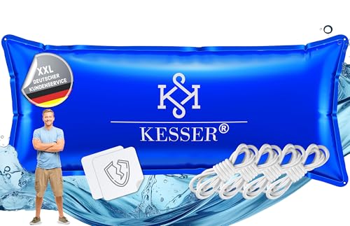 KESSER® Poolkissen Winter 200cm x 400cm | Poolabdeckung mit Doppelnaht Whirpools | Luftkissen Pool Abdeckung Überwinterung | Abdeckung Einbaupools Winter | PVC wasserdicht & UV-beständig mit 4X Seile von KESSER