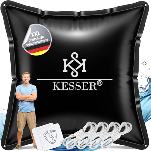 KESSER® Poolkissen Winter 2er-Set 120cm x 120cm | Poolabdeckung mit Doppelnaht Whirpools | Luftkissen Pool Überwinterung | Abdeckung Einbaupools Winter | PVC wasserdicht & UV-beständig mit 4X Seile von KESSER