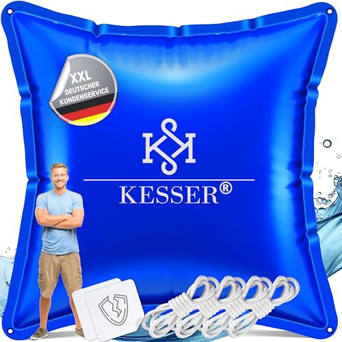 KESSER® Poolkissen Winter 2er-Set 120cm x 120cm | Poolabdeckung mit Doppelnaht Whirpools | Luftkissen Pool Überwinterung | Abdeckung Einbaupools Winter | PVC wasserdicht & UV-beständig mit 4X Seile von KESSER