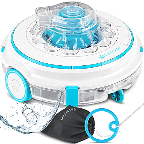 KESSER® Poolroboter Poolreiniger Akku Aqua-9000 inkl. Transporttasche Pool Roboter für bis 80m² Pools, Li-Ion Akku max. 75 min, Kabellos Poolsauger Bodenreinigung Vollautomatisch Bodensauger Türkis von KESSER
