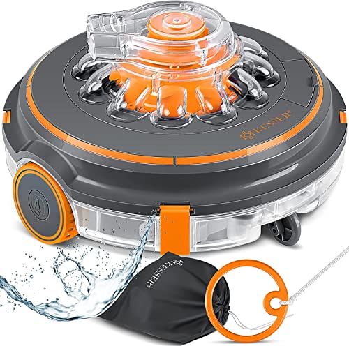 KESSER® Poolroboter Poolreiniger Akku Aqua-9000 inkl. Transporttasche Pool Roboter für bis 80m² Pools, Li-Ion Akku max. 75 min, Kabellos Poolsauger Bodenreinigung Vollautomatisch Bodensauger Orange von KESSER