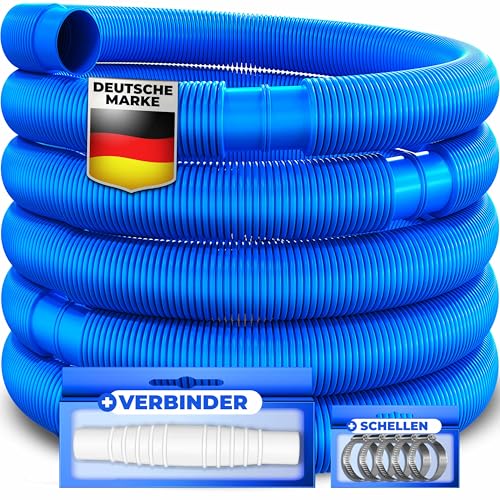 KESSER® Poolschlauch 8m / Ø 38mm | Schwimmbadschlauch mit Muffen | Solarschlauch für Pool | Saugschlauch | Pumpenschlauch | Flexibler Wasserschlauch inkl. Schlauchschellen & -verbindung | Blau von KESSER