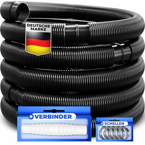 KESSER® Poolschlauch 8m / Ø 38mm | Schwimmbadschlauch mit Muffen | Solarschlauch für Pool | Saugschlauch | Pumpenschlauch | Flexibler Wasserschlauch inkl. Schlauchschellen & -verbindung | Schwarz von KESSER