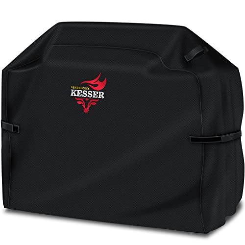 KESSER® Premium BBQ Grillabdeckung Gasgrill Grillhaube Abdeckung Wetterfest - für Weber, Brinkmann, Char Broil Grill Abdeckhaube Schutzhülle | 600D Oxford- Gewebe Reißfest | 147x61x122cm | Schwarz von KESSER