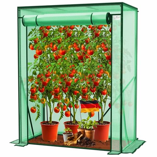 KESSER® Premium Tomatengewächshaus Foliengewächshaus, Gewächshaus klein, Tomatenhaus, Treibhaus mit Tür zum Aufrollen - 100 x 50 x 150 cm Frühbeet, Gemüse, Blumen, Obst, Inkl. Montagezubehör, Garten von KESSER