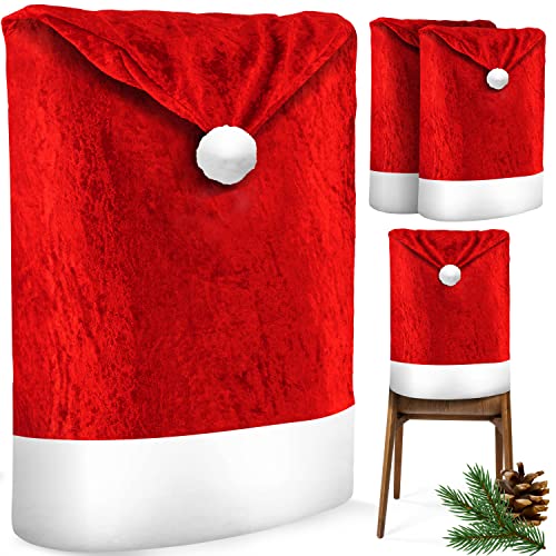 KESSER® Premium Weihnachtsstuhlüberzug 2er Set Stuhlhussen für Weihnachten Nikolausmütze Stuhlbezug Husse Weihnachtsdeko für Stühle Überzieher - Stuhlabdeckung im weihnachtlichen Design von KESSER