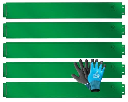 KESSER® Rasenkante Beeteinfassung Beetumrandung + Handschuhe 10m 100x18cm Beetbegrenzung Rasenbleche Mähkante Metall Palisade Grün von KESSER