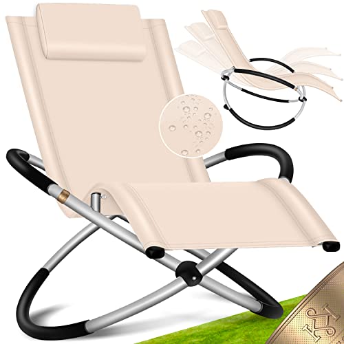 KESSER® Relaxliege Liegestuhl | Gartenliege Sonnenliege | Gartenstuhl | Klappstuhl faltbar | Schwungliege | Schaukelsessel | ergonomische Relaxsessel | wetterfest | 180 kg Belastung von KESSER