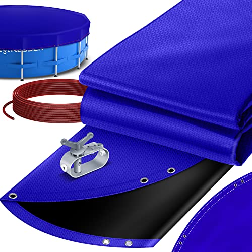KESSER® Solar Poolabdeckung Pool Abdeckplane Rund Ø460cm Poolplane 200g/m² PE Material Inkl. Stahlseil + Seilspanner mit Ösen Solarplane Abdeckung UV-resistent, Wetterfest für Sommer & Winter von KESSER