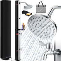 Solardusche 40- 60 Liter Solar Gartendusche warmes Wasser max. 60°C Inkl. Metall-Duschablage & Schutzhaube Pooldusche Camping Regendusche Schwarz / von KESSER