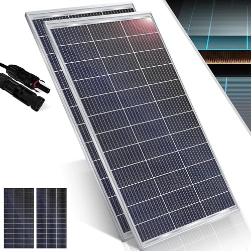 KESSER® Solarpanel 2er Set Monokristallin Solarmodul Solarpanel - 180W 18 V für 12 V Batterien, Photovoltaik - Solarzelle Solaranlage PV-Anlage Solar für Wohnwagen, Camping, Balkon, Gartenhäuser von KESSER