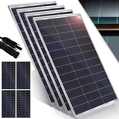 KESSER® Solarpanel 4er Set Monokristallin Solarmodul Solarpanel - 165W 18 V für 12 V Batterien, Photovoltaik - Solarzelle Solaranlage PV-Anlage Solar für Wohnwagen, Camping, Balkon, Gartenhäuser von KESSER