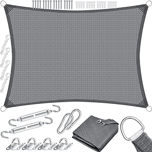KESSER® Sonnensegel Sonnenschutz Windschutz | HDPE Gewebe | wasserabweisend & windabweisend | Rechteck 2x3m | 5-Fach quer vernäht robust & stabil Schattenspender Garten Balkon Terrasse Grau von KESSER