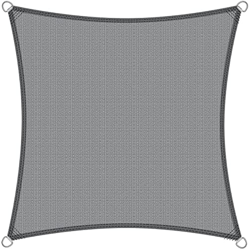 KESSER® Sonnensegel Sonnenschutz Windschutz | wasserabweisend & windabweisend | 5-Fach quer vernäht robust & stabil Schattenspender Garten Balkon Terrasse (5x5m, Quadrat, Grau) von KESSER