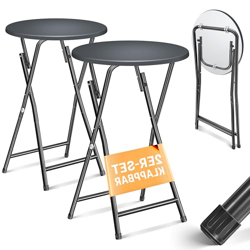 KESSER® Stehtisch 2er Set Bistrotisch mit PVC-Platte | Wetterbeständiger Klapptisch | 60cm / 110cm | Partytisch Tisch rutschfest | In- & Outdoor | Hochzeit Empfangstisch 4 Standfüße pulverbeschichtet von KESSER