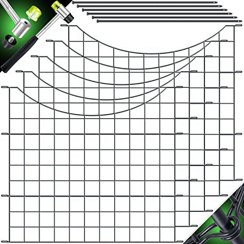 KESSER® Teichzaun Gartenzaun Steckzaun Komplettset Metall 5 Zaunelemente Inkl. Hammer + 6 Befestigungsstäben, Zaun zum stecken für Garten, Unterbogen Rund Gitterzaun Set Freigehege für Hunde von KESSER