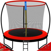 KESSER® Trampolin Gartentrampolin TÜV Rheinland GS Zertifiziert bis 150 kg mit Sicherheitsnetz Leiter Randabdeckung Rot / Schwarz, 244 cm von KESSER
