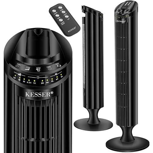 KESSER® Turmventilator mit Fernbedienung | 90° Oszillationswinkel | 3 Stufen | 90 cm |+ Timerfunktion | Turbo-Funktion | Säulenventilator Standventilator Luftkühler Ventilator Towerventilator von KESSER